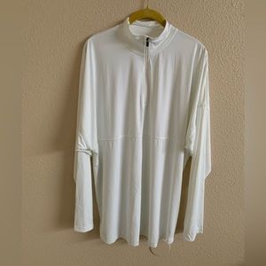 SPIRIT JERSEY White Spandex Pullover With Partial ZipUp🌴